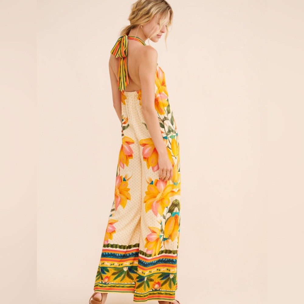 FARM Rio for Anthropologie High Neck Wide Leg Jumpsuit Size Medium - Picture 2 of 11